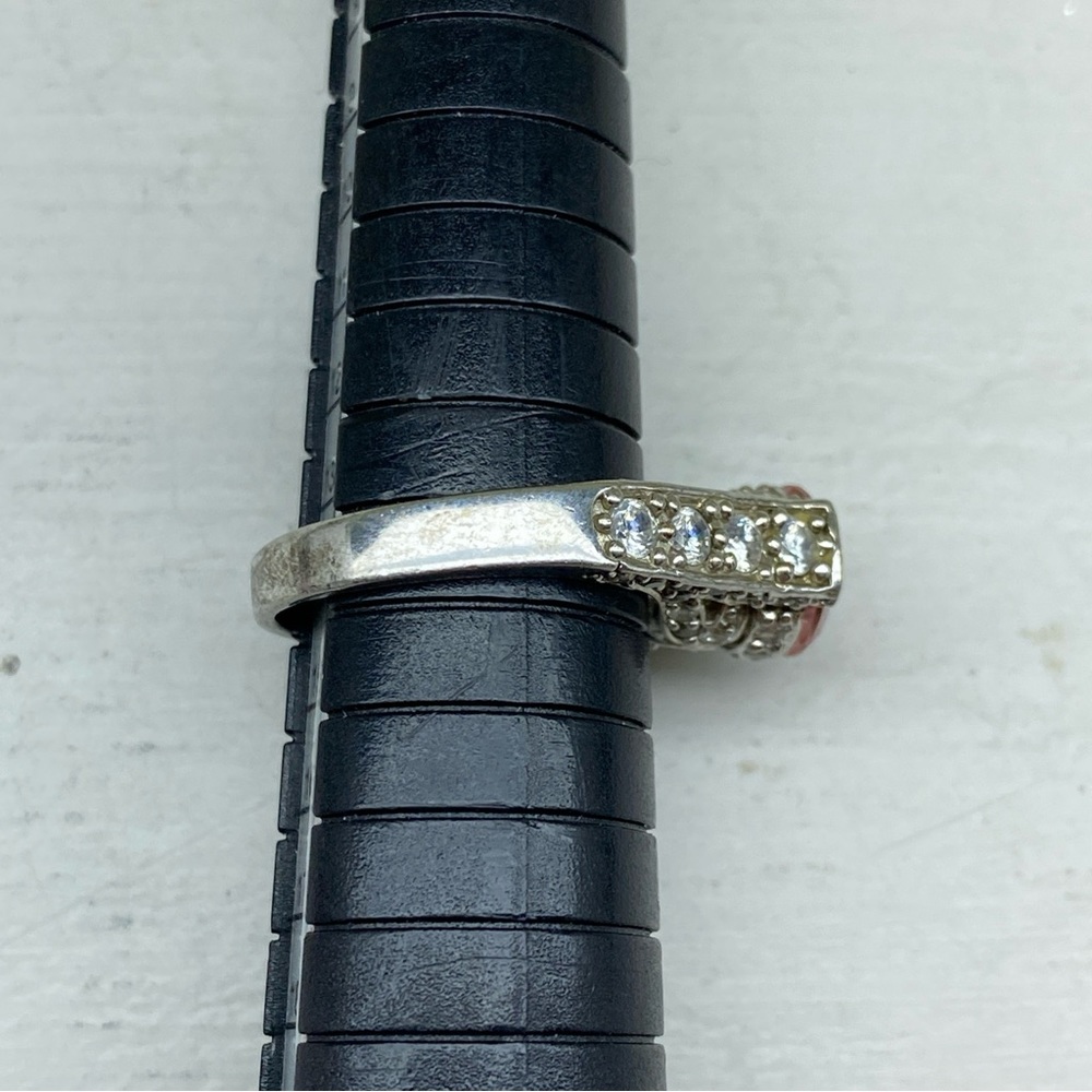 Sterling Silver 925 ADI Pink CZ Ring With CZ Accents Size 7 - Picture 8 of 14